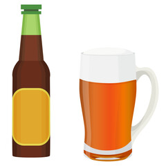 シンプルな赤ビールのイラスト　ベクター　アルコール