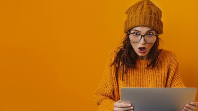 A Woman Astonished by Tablet