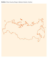 Russia plain country map. Medium details. Outline style. Shape of Russia. Vector illustration.