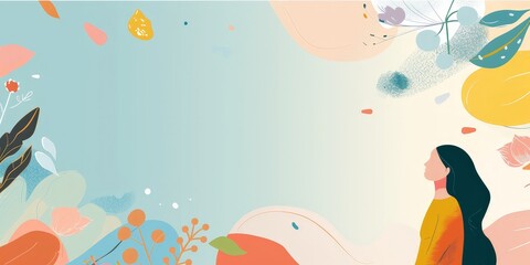 Fototapeta premium An illustration of a woman standing in a field of flowers