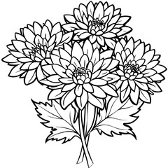 Chrysanthemum flower outline coloring book page line art drawing vector illustration for children and adults