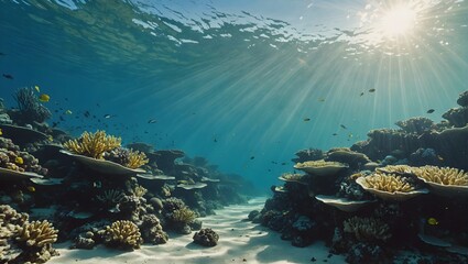 coral reef and diver create with ai