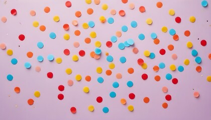 Top view of colorful confetti scattered on pastel background create with ai