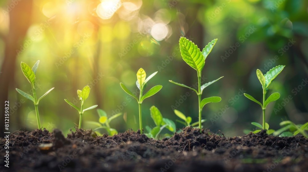 Aufkleber presentation of plant germination sequence and plant growth concept in the suitable external environ