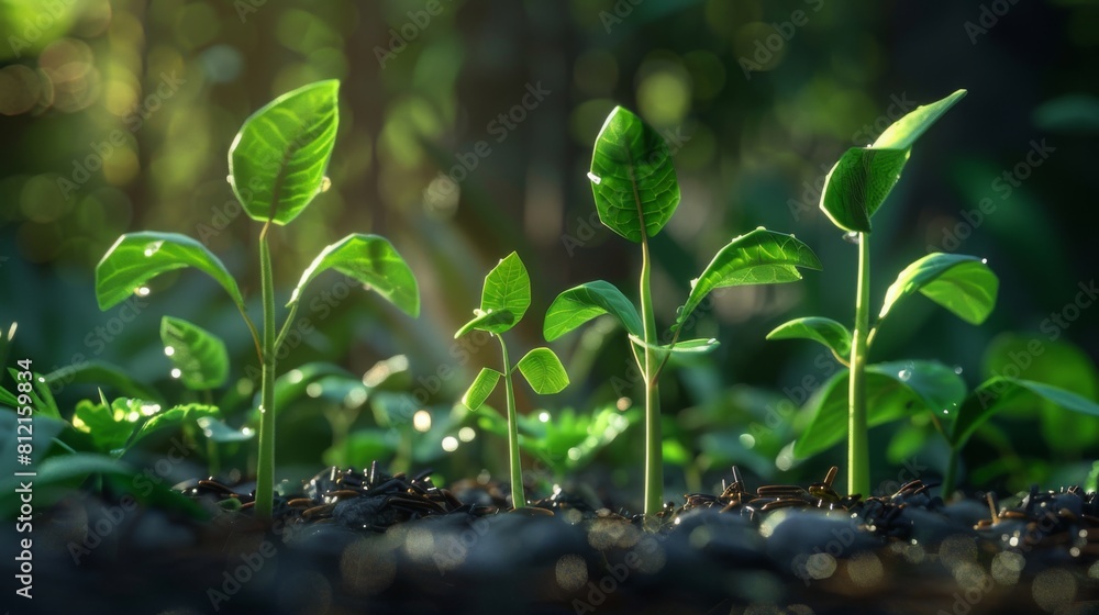 Poster Presentation of plant germination sequence and plant growth concept in the suitable external environment.