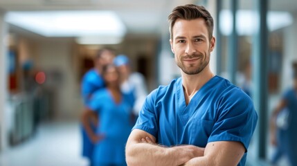 Fototapeta premium Confident Doctor with Supportive Team