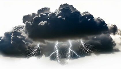 Storm clouds with lightnings .isolated on white background