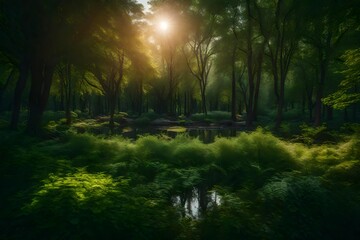 Fototapeta premium Sun view in morning in the forest.