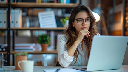 Latin Businesswoman Analyzing Data at Office Desk