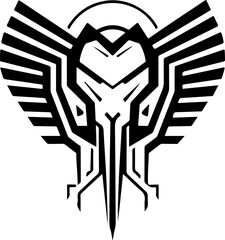 Abstract futuristic pharaoh man sphinx emblem logo template. Print, tattoo illustration of pharaoh