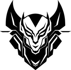 Abstract futuristic pharaoh man sphinx emblem logo template. Print, tattoo illustration of pharaoh