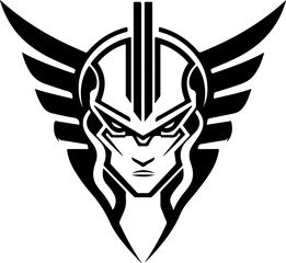 Abstract futuristic pharaoh man sphinx emblem logo template. Print, tattoo illustration of pharaoh