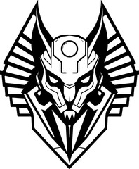 A sphinx cat with a menacing look on its face. The cat is surrounded by a diamond shape.