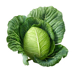 Obraz premium Green cabbage isolated on black background.