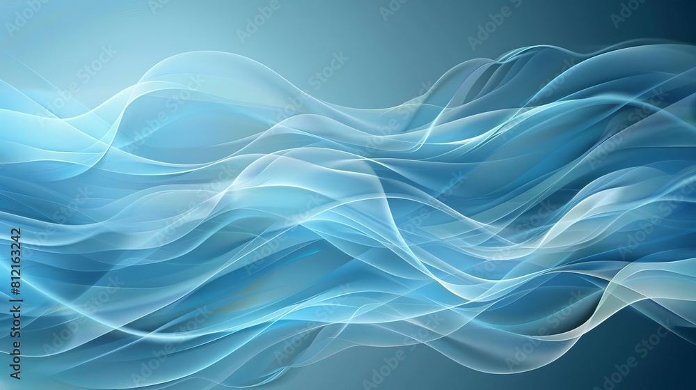 Poster abstract blue wave patterns on gradient background flowing energy vector illustration