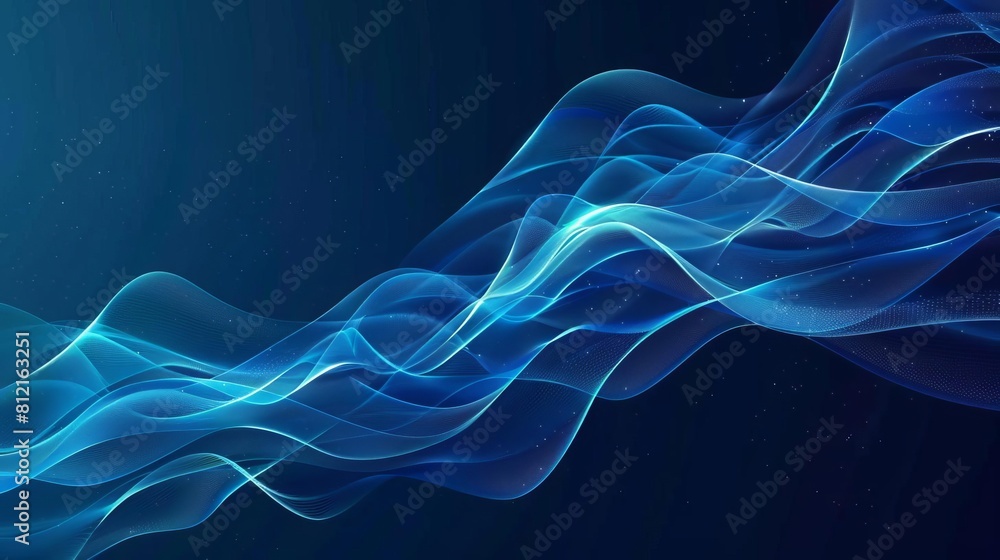 Poster abstract blue wave patterns on gradient background flowing energy vector illustration