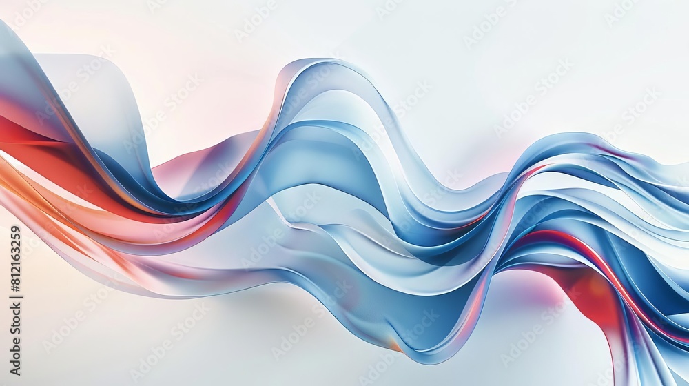 Poster abstract composition with blue and red gradient curves on white background digital art