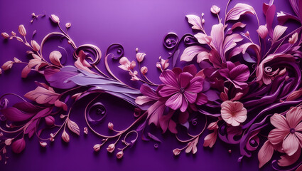 Abstract purple color background on simple floral design wallpaper