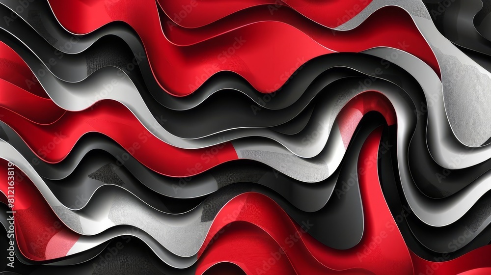 Aufkleber abstract red silver and black geometric shapes forming dynamic fluid design vector background
