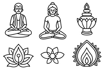 Hand drawn Meditation icon different style