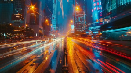Speed effect of city night in Shenzhen Financial District
