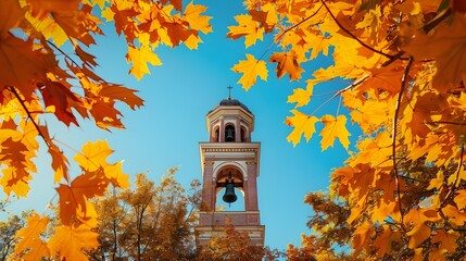 Autumn Splendor at the Church Bell Tower