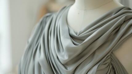 The photo shows a ghost bride wearing a gray silk dress.