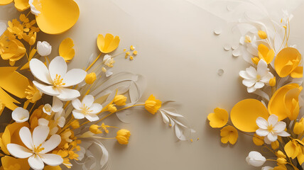 Abstract yellow color background on simple floral design wallpaper