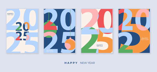 Cover design of 2025 happy new year. Strong typography. Colorful and easy to remember. Happy new year 2025 design poster.