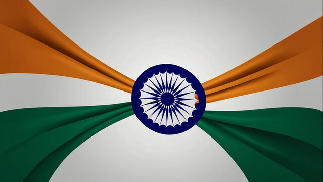 ndia flag flying high at Connaught Place with pride in blue sky, India flag fluttering, Indian Flag on Independence Day and Republic Day of India, tilt up
