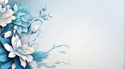 Watercolor elegant floral background design with blue and white flowers