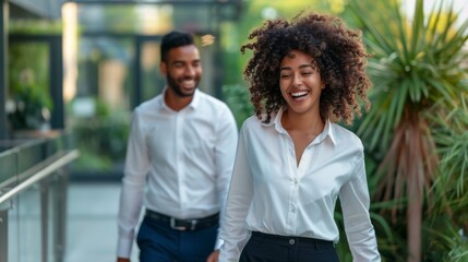 A Cheerful Couple Walking Together