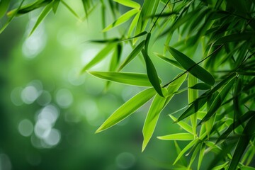Serene Bamboo leaves background. Nature asia. Generate AI