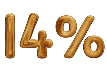 Wooden 14 percent for sale, discount, promotion and business concept 