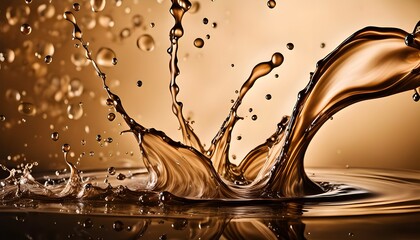 Brown cream coffee splash in air