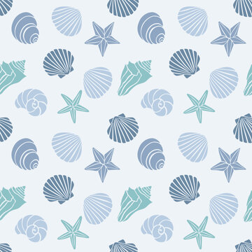 Coastal pattern repeat pattern seashells pattern beach starfish print design vector file