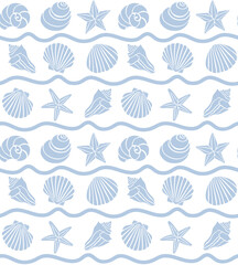 Coastal pattern repeat pattern seashells pattern beach starfish print design vector file