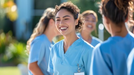 Joyful Nurse with Colleagues
