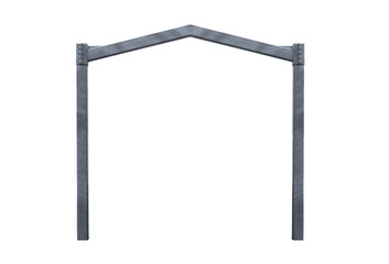 Frame made of galvanized metal beams of a building's load-bearing wall - on isolated transparent...