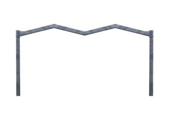 Duble frame made of galvanized metal beams of a building's load-bearing wall - on isolated transparent background.