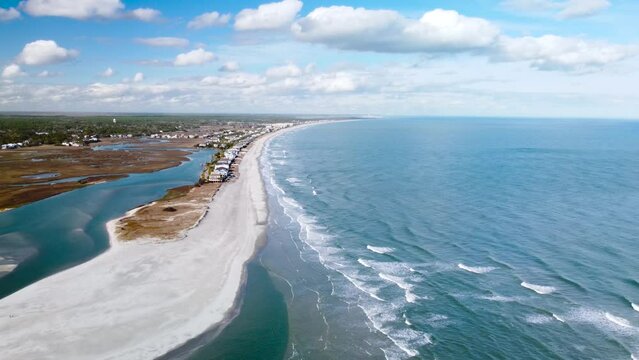 Litchfield Beach South Carolina, USA, aerial cinematic video.