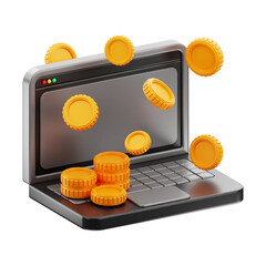 Premium online shopping computer icon 3d rendering on isolated background PNG