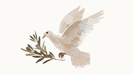 dove with olive branch symbol of peace and hope christian concept digital illustration