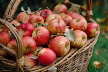 Healthy Green apples basket food. Diet organic. Generate Ai