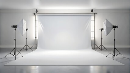 Blank white studio background. Design for product demonstration.