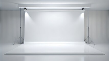 Blank white studio background. Design for product demonstration.