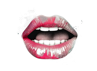 Fototapeta premium halftone lips isolated on transparent background 