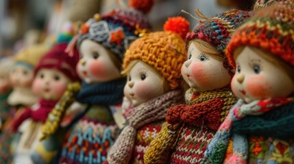 Beautiful handmade dolls adorned in traditional Latvian and Lithuanian attire are on display at the lively outdoor street market a perfect memento for tourists during the city s festive cel