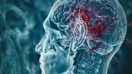 This image shows a brain with a blood clot. The clot is blocking the flow of blood to the brain, which can cause a stroke.