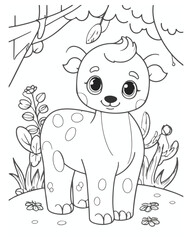 Animal coloring  book  page  for kids